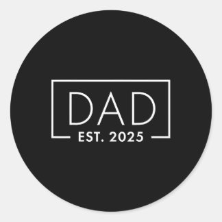 Sticker Rond Birth Gift Co. Funny 1st Time Papa Est 2025 Nouvea