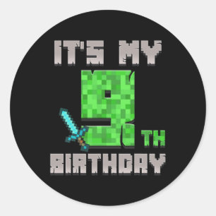 Sticker Rond Birthday Boy Shirt C'est mon 9e anniversaire Gamer