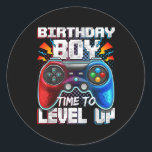 Sticker Rond Birthday Boy Time Gamer Level Up Video Game<br><div class="desc">Birthday Boy Time Gamer Level Up Video Game Birthday Gift Gift. Perfect gift for your dad,  mom,  papa,  men,  women,  friend and family members on Thanksgiving Day,  Christmas Day,  Mothers Day,  Fathers Day,  4th of July,  1776 Independent day,  Veterans Day,  Halloween Day,  Patrick's Day</div>