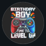 Sticker Rond Birthday Boy Time Gamer Level Up Video Game<br><div class="desc">Birthday Boy Time Gamer Level Up Video Game Birthday Gift Gift. Perfect gift for your dad,  mom,  papa,  men,  women,  friend and family members on Thanksgiving Day,  Christmas Day,  Mothers Day,  Fathers Day,  4th of July,  1776 Independent day,  Veterans Day,  Halloween Day,  Patrick's Day</div>