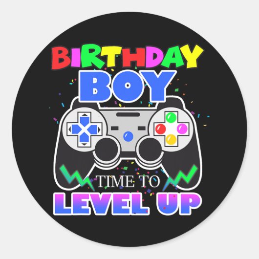 Sticker Rond Birthday Boy Time to Level Up Video Game Birthday (Devant)