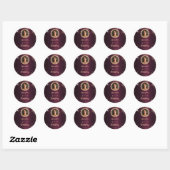 Sticker Rond Birthday burgundy rose gold photo diamonds (Feuille)