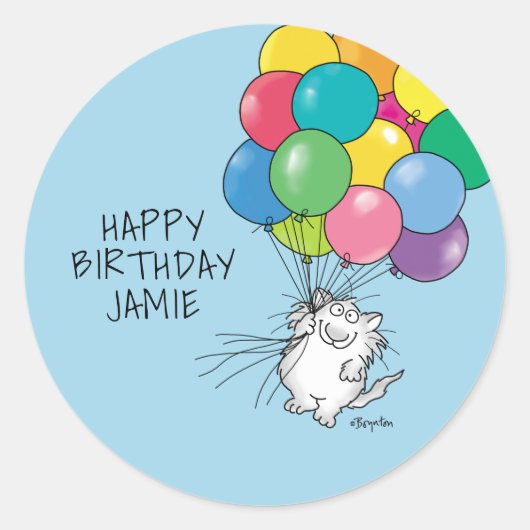 Sticker Rond BIRTHDAY CATS by Sandra Boynton Classic Round Stic (Devant)