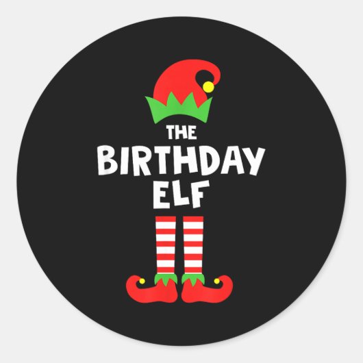 Sticker Rond Birthday Elf Matching Group Family Holiday Christm (Devant)