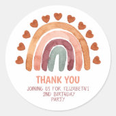 Sticker Rond Birthday Girl Modern Boho Rainbow Merci (Devant)
