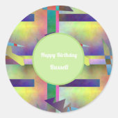 Sticker Rond Birthday Greetings Abstract Pattern Stencil Art (Devant)