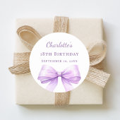 Sticker Rond Birthday lavender bow