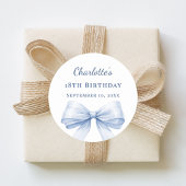 Sticker Rond Birthday light blue bow