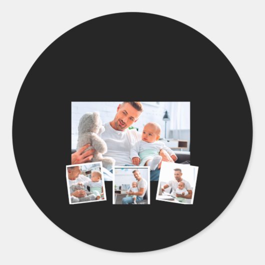 Sticker Rond Birthday Name Age Photo Collage  (Devant)