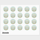 Sticker Rond Birthday Picnic, Cute Retro Style, Age 3 (Feuille)