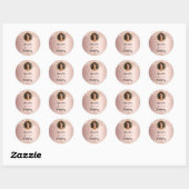 Sticker Rond Birthday rose gold photo diamonds (Feuille)