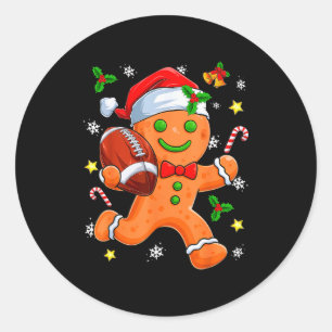 Sticker Rond Biscuit au pain d'épice jouant au football Joyeux