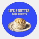 Sticker Rond Biscuit Fluffy sur une plaque, Biscuits au beurre  (Devant)