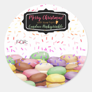 Sticker Rond biscuit macaron de Noël saupoudrant à partir de