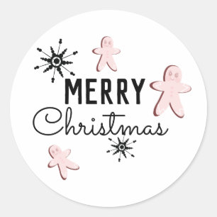 Sticker Rond Biscuit pain d'épice Noël joyeux