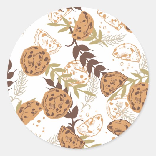 Sticker Rond biscuits à puce chocolat motif blanc ver (Devant)