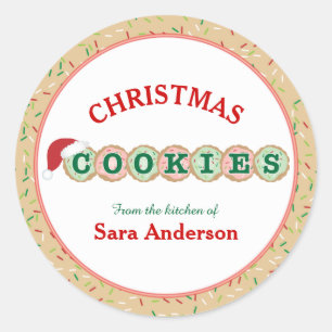 Sticker Rond Biscuits avec paillettes de Noël pour la cuisson