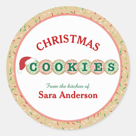 Sticker Rond Biscuits avec paillettes de Noël pour la cuisson (Devant)