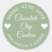 Sticker Rond Biscuits Choco Cuits Avec Amour Vert Et Blanc (Devant)