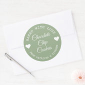 Sticker Rond Biscuits Choco Cuits Avec Amour Vert Et Blanc (Enveloppe)