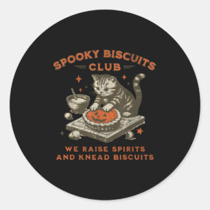 Sticker Rond Biscuits Club éffrayant Chat, Biscuits d'Halloween
