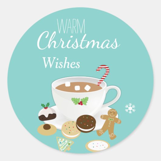 Sticker Rond biscuits de Noël et vacances de chocolat chaud (Devant)