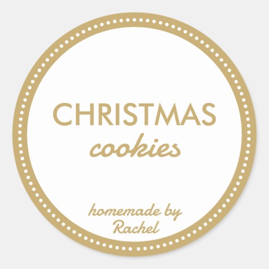 Sticker Rond Biscuits de Noël maison en or moderne simple (Devant)