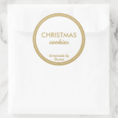 Sticker Rond Biscuits de Noël maison en or moderne simple (Sac)