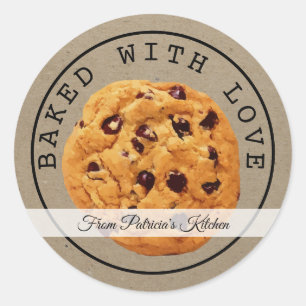 Sticker Rond Biscuits De Noël Maison Kraft Cuits Avec Amour