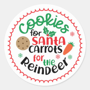 Sticker Rond Biscuits pour Père Noël et carottes pour le renne