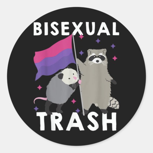 Sticker Rond Bisexual Trash Gay pride Rainbow LGBT Raccoon (Devant)
