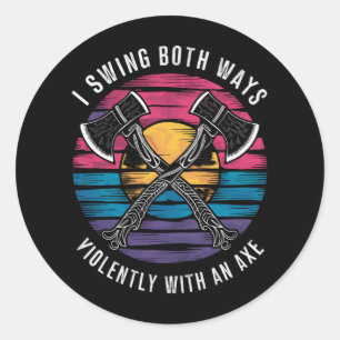 Sticker Rond Bisexuel Je Swing Les Deux Voies Ax Funny Bi Pride