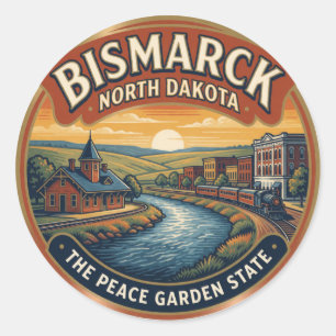 Sticker Rond Bismarck Nord-Dakota Capitale Prairie Voyage