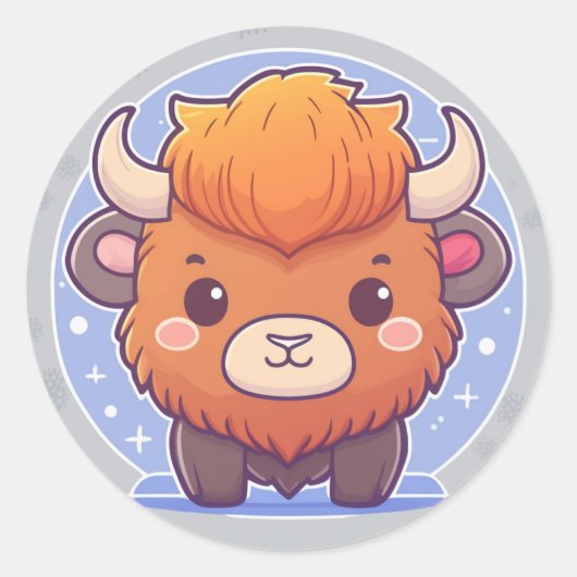 Sticker Rond Bison animal mou (Devant)