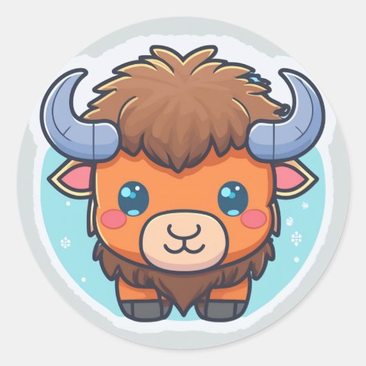 Sticker Rond Bison animal mou (Devant)