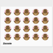 Sticker Rond Bison Baby shower Buffalo rose (Feuille)