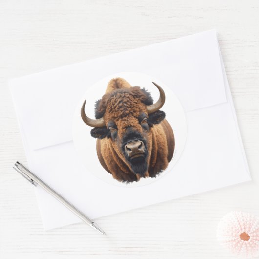 Sticker Rond Bison / Buffalo (Enveloppe)
