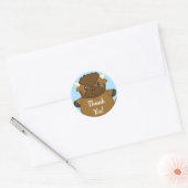Sticker Rond Bison Buffalo Baby shower Bleu (Enveloppe)