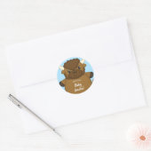 Sticker Rond Bison Buffalo Baby shower Bleu (Enveloppe)