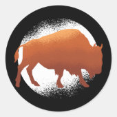 Sticker Rond Bison Buffle National Mammifère Américain (Devant)