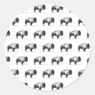 Sticker Rond Bison d'Amérique