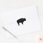 Sticker Rond Bison noir et blanc Silhouette Pop Art (Enveloppe)