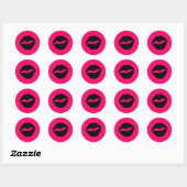Sticker Rond Bisou rose et noir (Feuille)