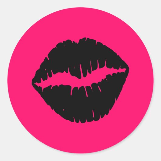 Sticker Rond Bisou rose et noir (Devant)