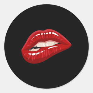 Sticker Rond Bisser à la bouche rouge brillant lèvres