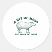 Sticker Rond Bit Drôle D'Un Mess Capybara Graphique De Mème Pou (Devant)