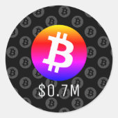 Sticker Rond Bitcoin 0,7 M$ (700 K$) Un Million (Devant)