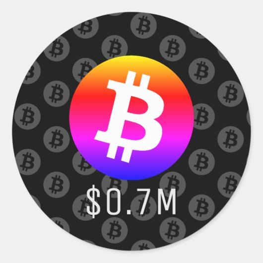 Sticker Rond Bitcoin 0,7 M$ (700 K$) Un Million (Devant)