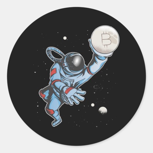 Sticker Rond Bitcoin à l'astronaute de lune (Devant)