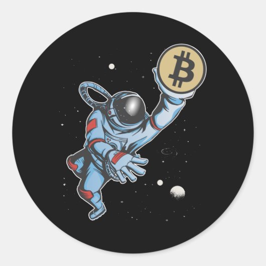 Sticker Rond Bitcoin à l'astronaute de lune (Devant)